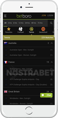 In-Play Section in Betboro's app for iOS