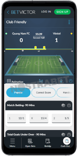 In Play in BetVictor mobile app for Android