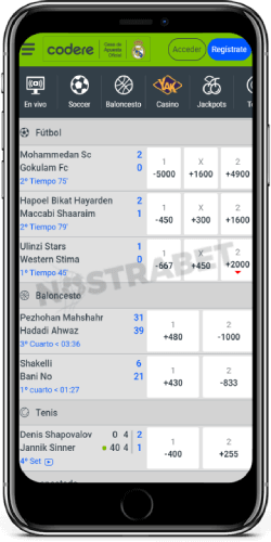 codere aplicación móvil deportes