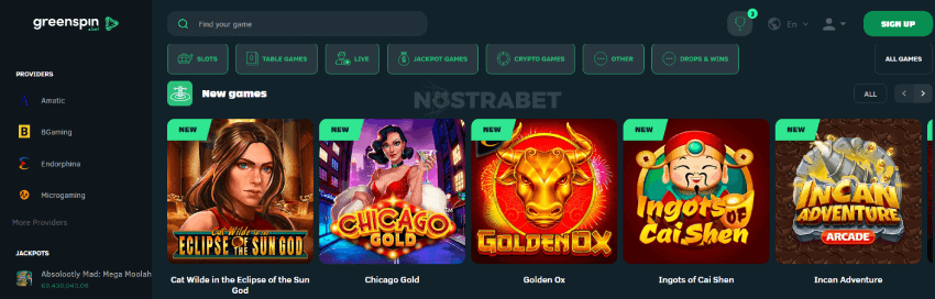 GreenSpin Casino Design