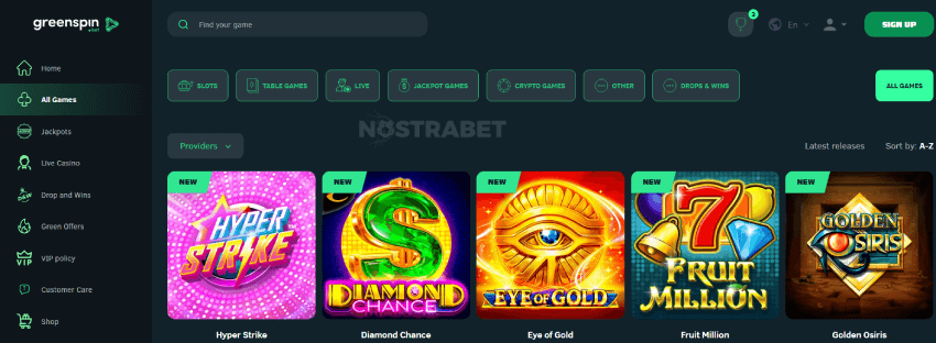 GreenSpin Casino Games