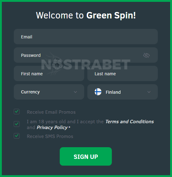 GreenSpin Casino Registration