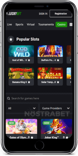 Casino in LuckyBet iOS app
