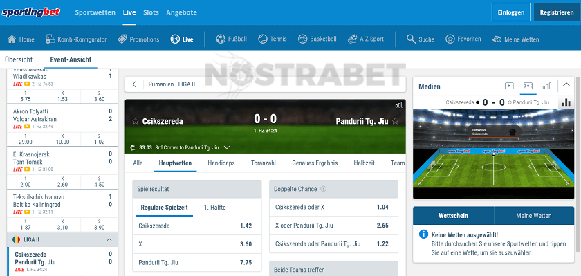 Sportingbet Live-Wetten