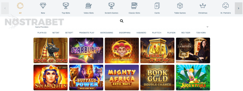 Casino section on Svenbet's website